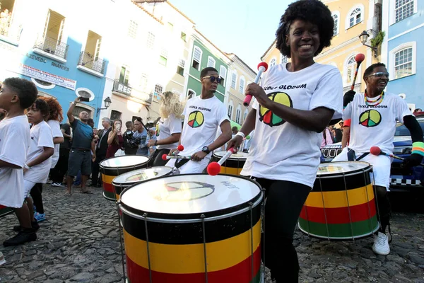 Salvador Bahia Braziliaans Mei 2023 Leden Van Band Olodum Treden — Stockfoto
