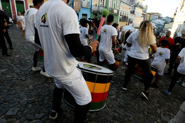 Salvador Bahia Brasil Mayo 2023 Miembros Banda Olodum Tocan Pelourinho — Foto de Stock