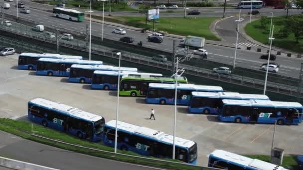 Salvador Bahia Brazil April 2023 Aerial View Bus Patio Brt — стокове відео