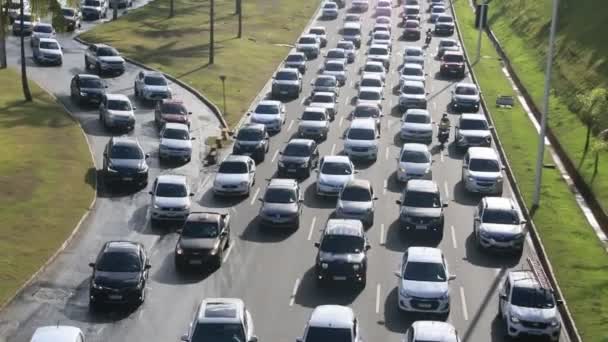 Salvador Bahia Brazylijski Luty 2023 Ruch Pojazdów Podczas Korków Avenida — Wideo stockowe
