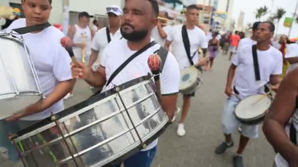2023年 在萨尔瓦多市Barra社区的狂欢节期间 文化魅力参与了Eventi Fuzue的活动 — 图库视频影像