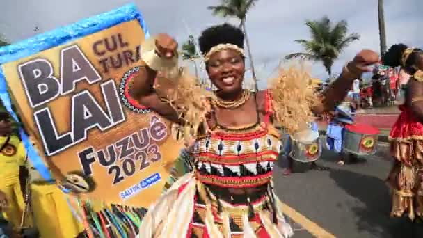 Salvador Bahia Brasil Febrero 2023 Atracción Cultural Participa Eventos Fuzue — Vídeos de Stock
