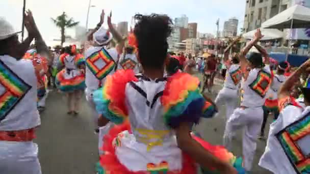 Сальвадор Баия Бразилия Февраль 2023 Культурная Привлекательность Участвует Eventi Fuzue — стоковое видео