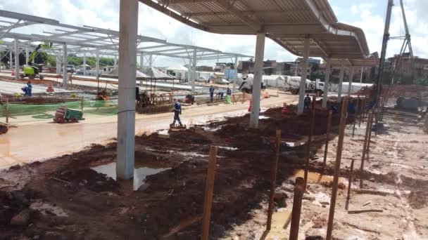 Salvador Bahia Brazília 2023 Május Kilátás Egy Buszpályaudvar Építésére Aguas — Stock videók
