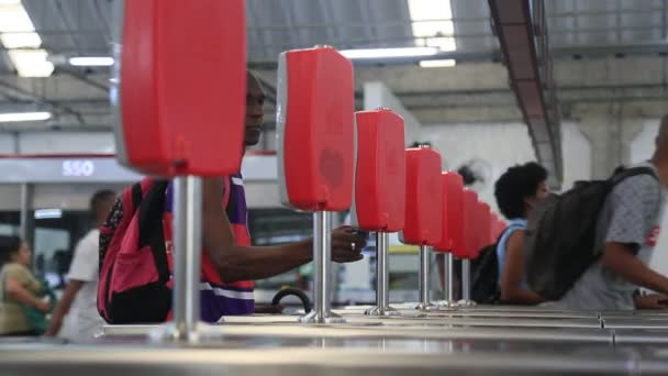 Salvador Bahia Braziliaans Mei 2023 Instappen Piraja Station Van Het — Stockvideo