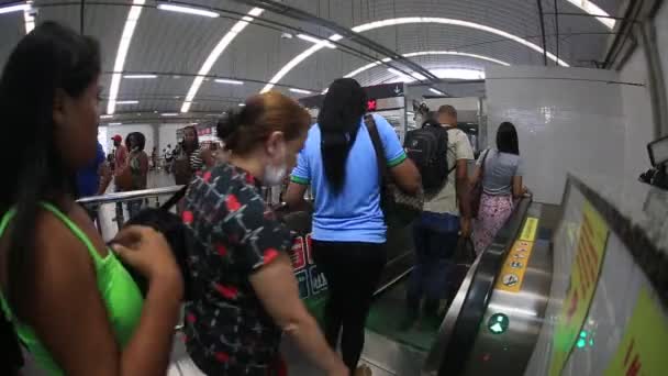 Salvador Bahia Braziliaans Mei 2023 Instappen Piraja Station Van Het — Stockvideo