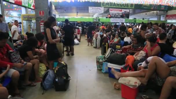 Salvador Bahia Brazil Juni 2023 Folkmassa Som Försöker Sig Ombord — Stockvideo