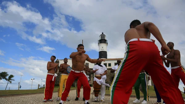 Salvador Bahia Brasil Julho 2023 Capoeiristas Apresentam Farol Barra Durante — Fotografia de Stock