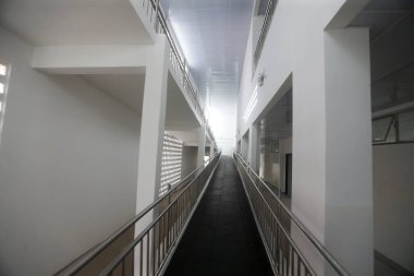 cruz das alma, bahia, brazil - july 17, 2023: Handrail on an access ramp to the classroom pavilion of the Federal University of Renoncavo da Bahia - UFRB - in Cruz das Almas city.