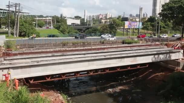 Salvador Bahia Brazil June 2023 Workers Construction Concrete Bridge City — стокове відео
