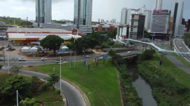 salvador, bahia, brazil - june 26, 2023: Workers on the construction of a concrete bridge in the city of Salvador.