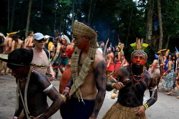 Porto Seguro Bahia Brazílie Srpen 2023 Etina Pataxo Indians Seen — Stock fotografie