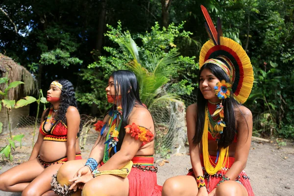 Porto Seguro Bahia Brazil August 2023 Etina Pataxo Indians Seen — Stock Photo, Image