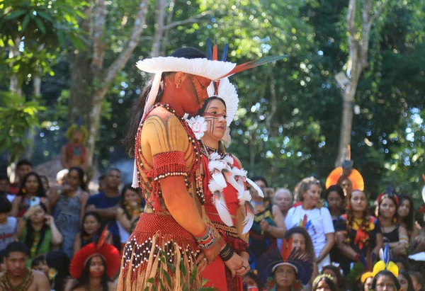 Porto Seguro Bahia Brasil Agosto 2023 Etina Pataxo Indians Seen — Fotografia de Stock