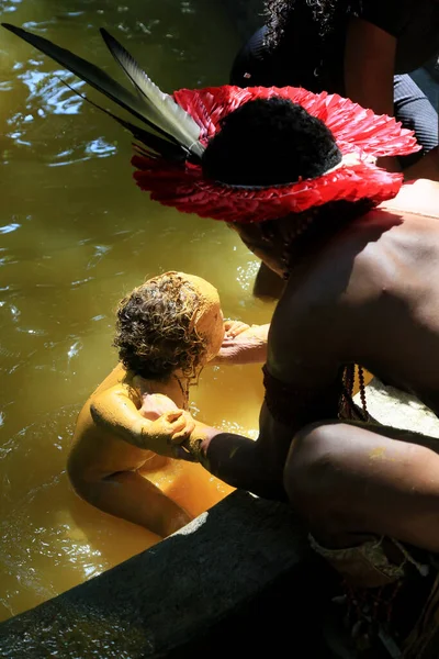 Porto Seguro Bahia Brazílie Srpen 2023 Etina Pataxo Indians Seen — Stock fotografie