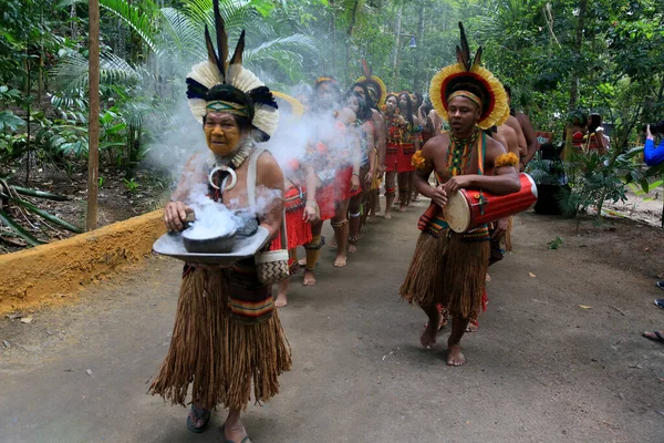 Porto Seguro Bahia Brasil Agosto 2023 Etina Pataxo Indians Seen — Fotografia de Stock