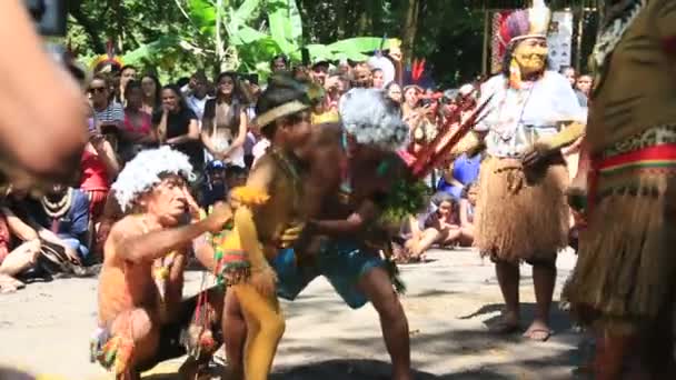 Porto Seguro Bahia Brazil August 2023 Etina Pataxo Indians Seen — Stock Video