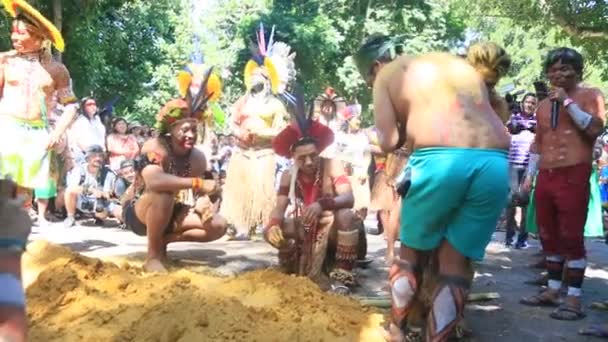 Porto Seguro Bahia Brahb Августа 2023 Года Индейцев Этины Патаксо — стоковое видео