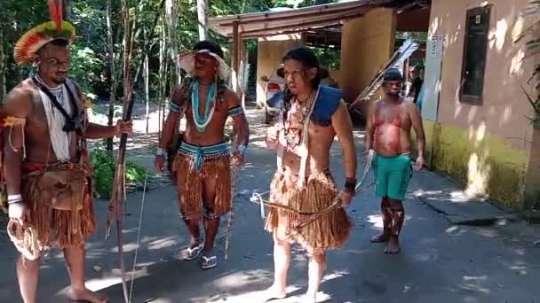 Porto Seguro Bahia Brasil Agosto 2023 Etina Pataxo Indians Seen — Vídeo de Stock