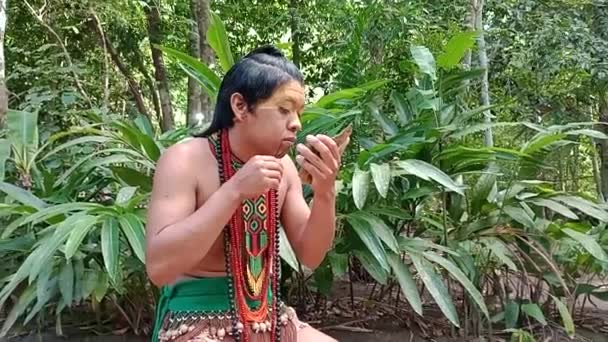 Porto Seguro Bahia Brazil August 2023 Etina Pataxo Indians Seen — 图库视频影像