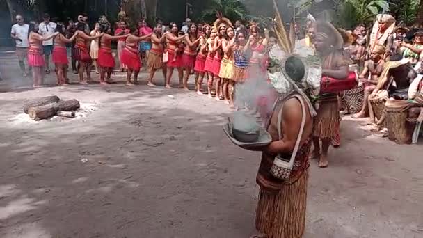 Porto Seguro Bahia Brazylijski Sierpień 2023 Indianie Etina Pataxo Widziani — Wideo stockowe
