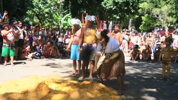 Porto Seguro Bahia Brasil Agosto 2023 Etina Pataxo Indians Seen — Vídeo de Stock