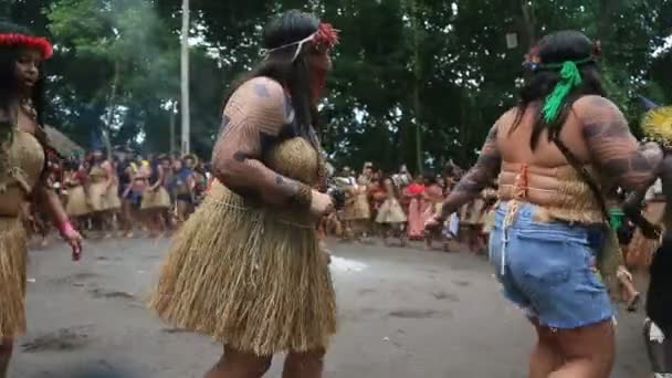 Porto Seguro Bahia Brazílie Srpen 2023 Etina Pataxo Indians Seen — Stock video