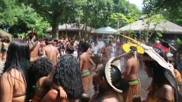 Porto Seguro Bahia Brasil Agosto 2023 Etina Pataxo Indios Vistos — Vídeo de stock