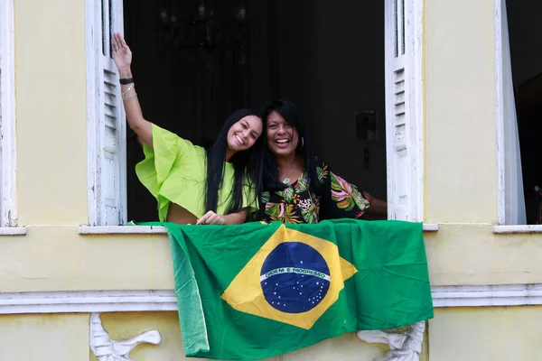 Salvador Bahia Brazilië Juli 2022 Burgeroptocht Dois Julho Ter Ere — Stockfoto