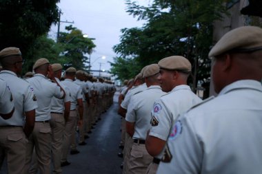 Salvador, Bahia, Brezilya - 9 Mayıs 2022: Bahia askeri polis mezuniyet töreni. Etkinlik Salvador 'da gerçekleşiyor..