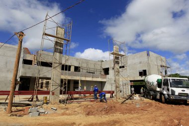 İlheus, Bahia, Brezilya - 9 Mayıs 2023: Güney Bahia 'da tam zamanlı devlet okulu inşaatı.