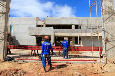 İlheus, Bahia, Brezilya - 9 Mayıs 2023: Güney Bahia 'da tam zamanlı devlet okulu inşaatı.