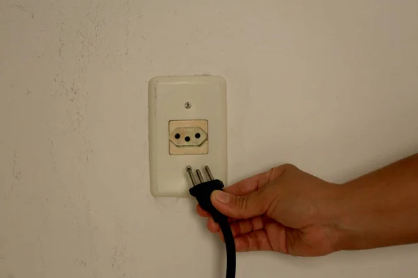 Salvador Bahia Brazil August 2023 Three Pronged Electrical Outlet Residence — Stock Photo, Image