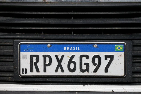 Salvador Bahia Brasil Agosto 2023 Placa Identificação Veículo Modelo Utilizado — Fotografia de Stock