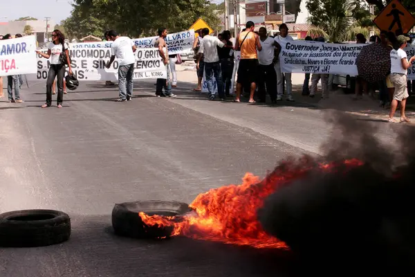 Eunapolis Bahia Brésil 1Er Mars 2010 Des Manifestants Ont Incendié — Photo