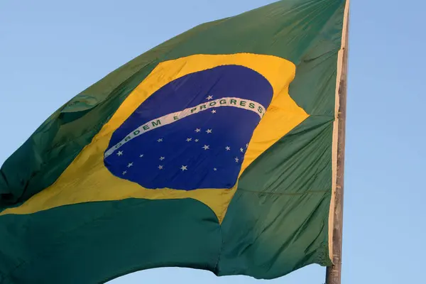 Salvador Bahia Brazil August 2022 Brazil Flag Flagpole Supermarket Cabula — 图库照片