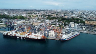 Salvador, Bahia, Brezilya - 6 Kasım 2023: Salavdor Limanı manzarası.