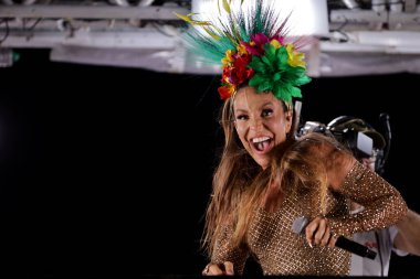 salvador, bahia, brazil - february 12, 2024: singer Ivete Sangalo is seen during a performance at carnalva in Salvador clipart