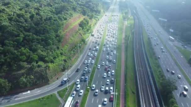 Сальвадор Баия Бразилия Февраля 2024 Года Движение Транспортных Средств Перегруженной — стоковое видео