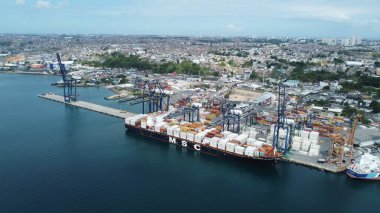 Salvador, Bahia, Brezilya - 6 Kasım 2023: Salavdor Limanı manzarası.