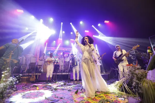 Stock image salvador, bahia, brazil - may 17, 2024: singer Mariene de Castro is seen during a performance in the city of Salvador.