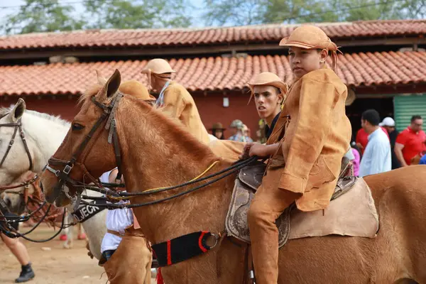 stock image curaca, bahia, brazil - july 7, 2024: Northeastern cowboy takes part in the mass in honor of his profession in the city of Curaca.