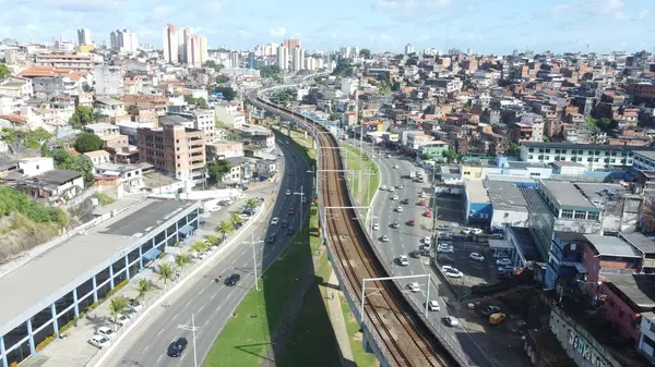 stock image salvador, bahia, brazil - june 13, 2024: composition of the subway seen in the Bonoco region, in the city of Salvador.