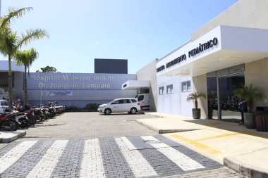 İlheus, Bahia, Brezilya - 24 Mayıs 2022: Güney Bahia 'daki Ilheus şehrindeki Materno-Infantil Hastanesi.