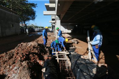 Salvador, Bahia, Brezilya - 8 Temmuz 2022: Salvador şehrinde bir devlet okulu inşaatı.