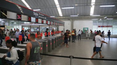 salvador, bahia, brazil - june 14, 2013: control operation room of the subway system in the city of salvador. clipart