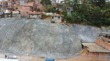 salvador, bahia, brazil - november 5, 2023: concrete wall for hillside construction in the city of Salvador. clipart