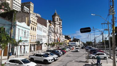 Salvador, Bahia, Brezilya - 20 Temmuz 2024: Salvador şehrindeki Nossa Senhora de Conceio da Praia Bazilikası
