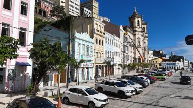 Salvador, Bahia, Brezilya - 20 Temmuz 2024: Salvador şehrindeki Nossa Senhora de Conceio da Praia Bazilikası