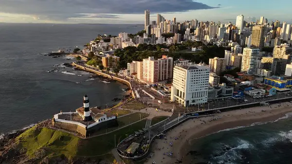 stock image salvador, bahia, brazil - july 20, 2024: aerial view of the fort of Santo Antonio, better known as Farol da Barra, in the city of Salvador.